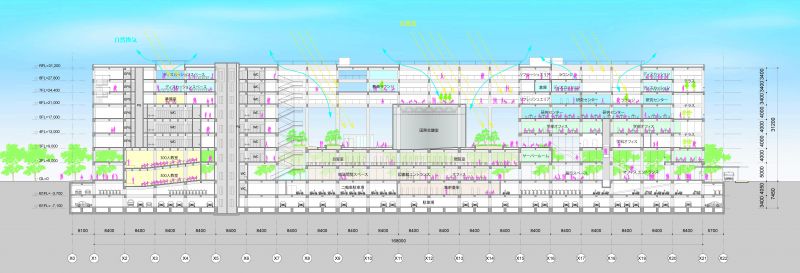 剖面圖;圖面提供:伊東豊雄建築設計事務所