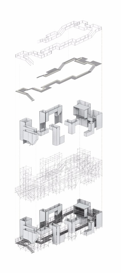 爆炸圖;圖片提供:行一建築 彭文苑建築師事務所