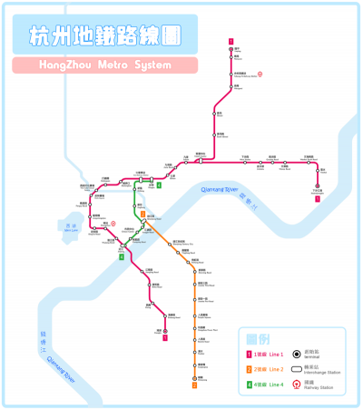 杭州地铁线路图(图:维基百科)