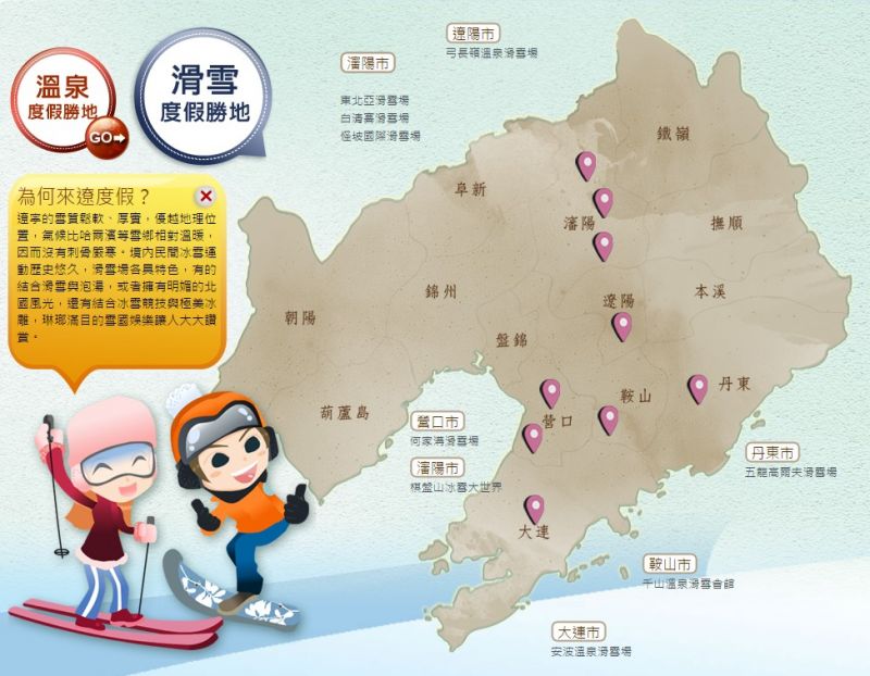 遼寧境內的滑雪場專業又多樣化,從初學到高手都能滿足。