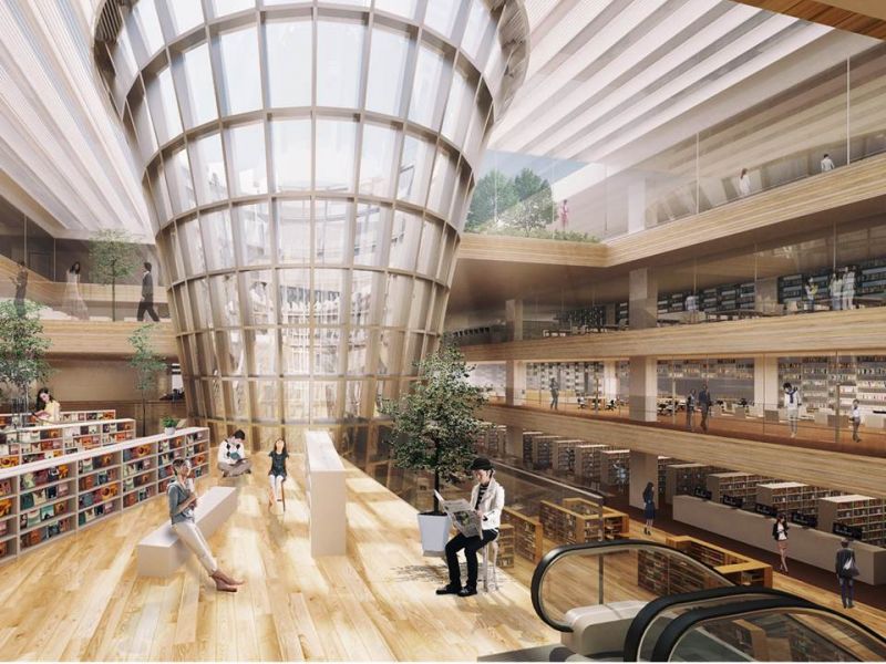 桃園總圖優勝作品─郭自強建築師+日本梓設計團隊;圖面提供:桃園市政府新工處