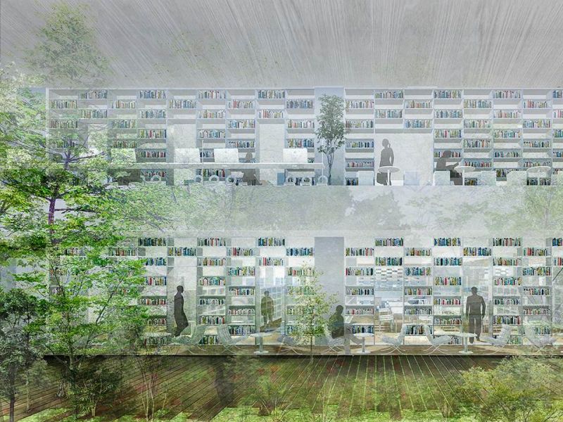 桃園總圖優勝作品─郭自強建築師+日本梓設計團隊;圖面提供:桃園市政府新工處