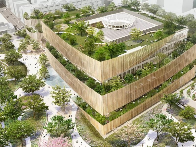 桃園總圖優勝作品─郭自強建築師+日本梓設計團隊;圖面提供:桃園市政府新工處