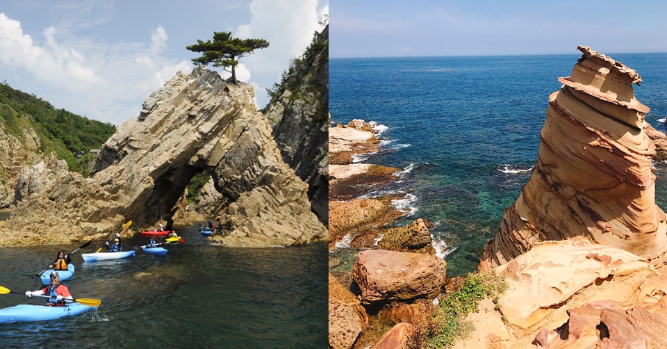 左：日本浦富海岸（來源：鳥取市役所）右：台灣南雅奇岩