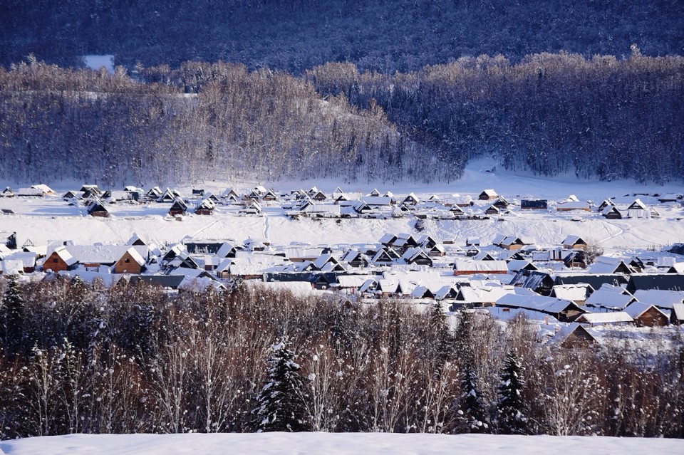 冬季禾木村成為一片白色美麗境界。(圖片來源 欣傳媒)