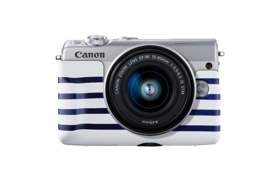 Canon Image Square獨賣商品 EOS M100 海軍藍條紋專用面板組 圖/台灣佳能資訊提供