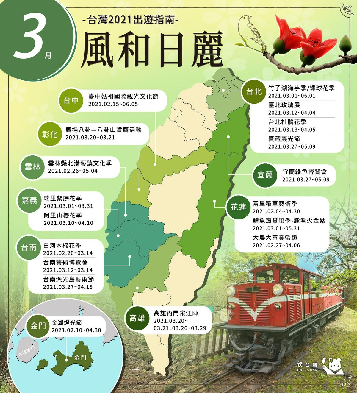 台灣三月出遊指南 出遊重點提示 浪漫粉白花季來襲 宗教藝術饗宴開催 欣傳媒