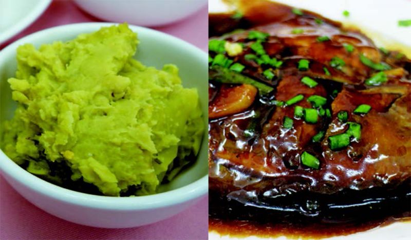 左:功夫菜 豆瓣酥  右:紅燒鯧魚