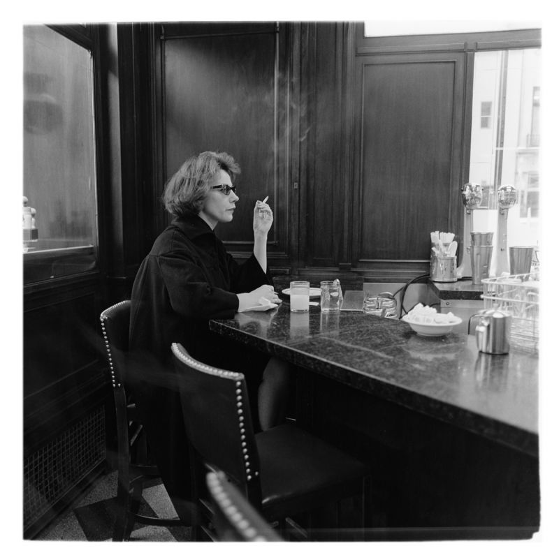 Woman at a counter smoking, N.Y.C., 1962 via https://fraenkelgallery.com