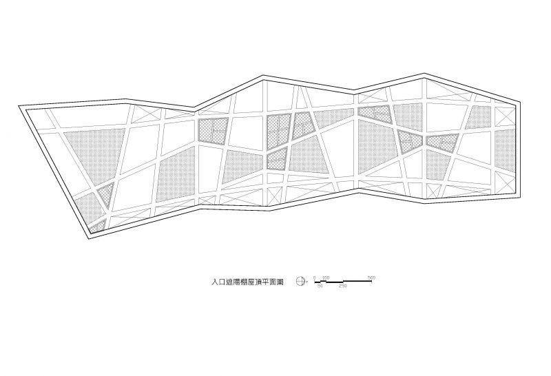入口遮陽棚架屋頂平面圖；圖片提供：林祺錦建築師事務所