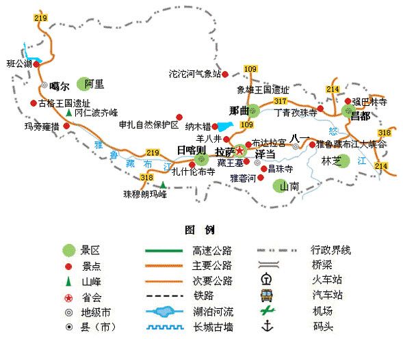 西藏旅遊地圖(圖來源/中國西藏旅遊網)