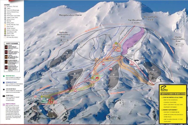 Turoa滑雪場地圖