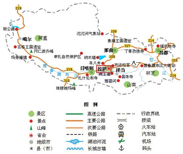 拉薩地區所在位置(來源：中國西藏旅遊網)