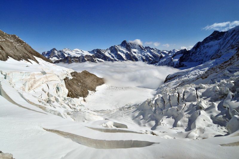 少女峰上壯闊的高山雪景。（照片提供： GoldenPass、Wikimedia Commons、雄獅旅遊）