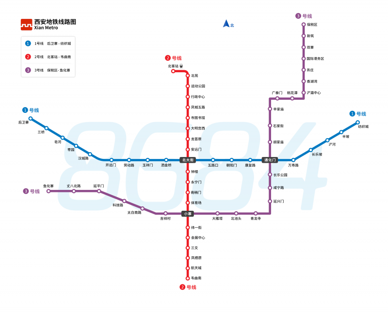 西安市地铁线路图