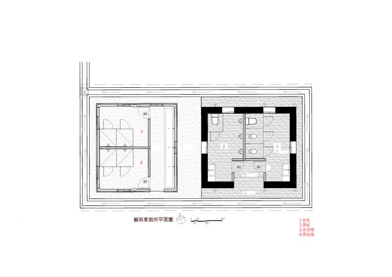 廁所平面圖；圖片提供：林祺錦建築師事務所