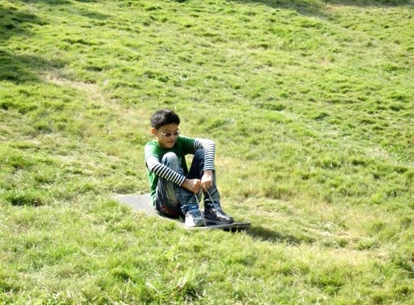 小朋友最愛的「70度斜坡滑草場」，非常刺激好玩。（圖片來源／樹寄屋籬景觀民宿官網）