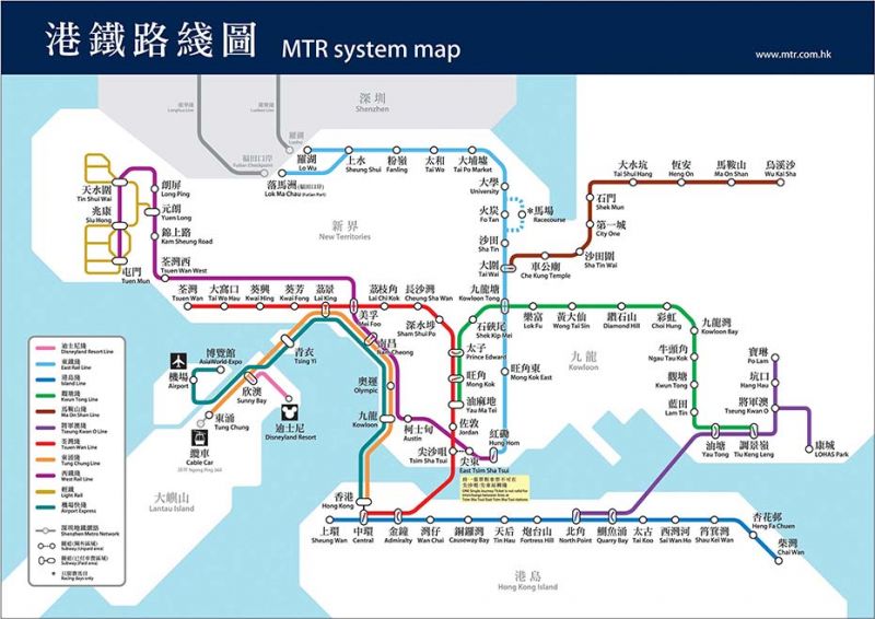 香港地鐵圖(圖片來源：香港地鐵官網)