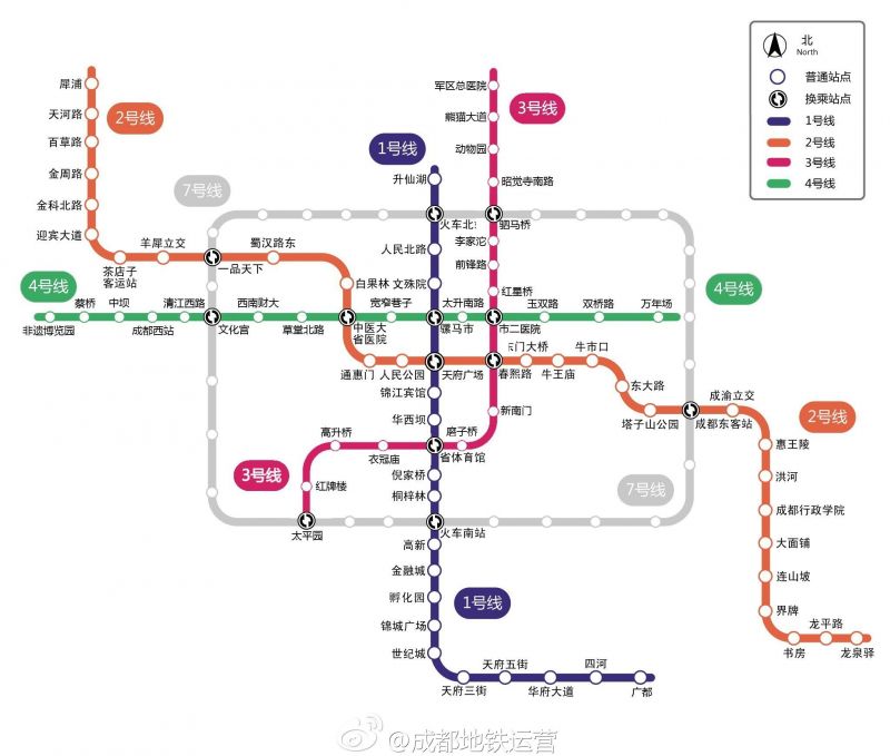 成都地鐵越來越齊全，絕對是最好的自由行交通選擇。圖片來源 http://bit.ly/2hhT3rG