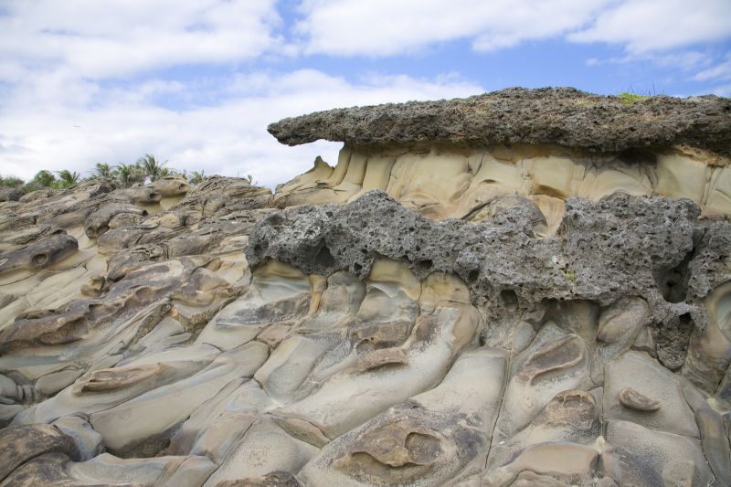 小野柳露營區奇岩怪石，是營地裡的美麗風景。(欣傳媒攝影)