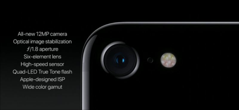 基本上iPhone 7的鏡頭：1200萬畫素、防手震、ƒ/1.8大光圈、6枚鏡片組、四合一閃燈等等 圖/翻攝自官網