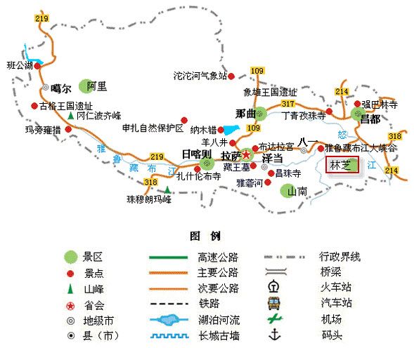 林芝地區所在位置(來源：中國西藏旅遊網)