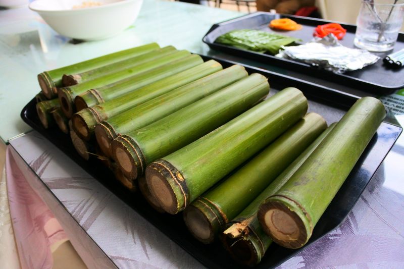 錦屏美人湯館特別提供在地風味十足的竹筒飯DIY。（澤澤稱奇?小澤提供）